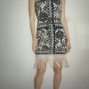 Tahari ASL Women's‎ Border-Print Fringe Sheath Dress